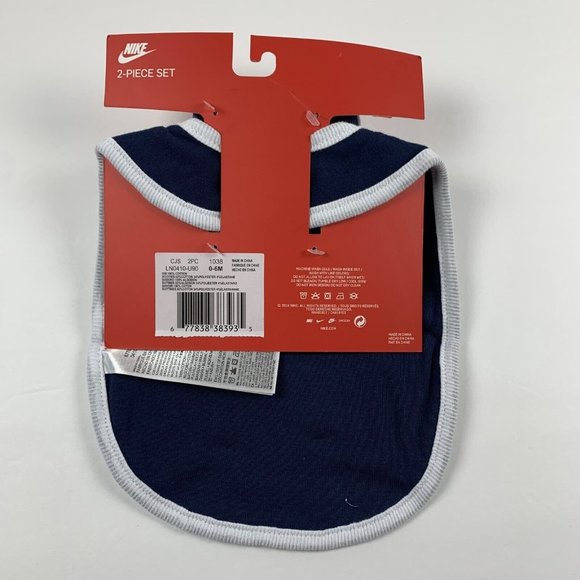 Nike Logo Futura Bib Booties 2Pcs Set 0-6 Months New‎ Born Baby Blue Cotton 6242 - Picture 4 of 6